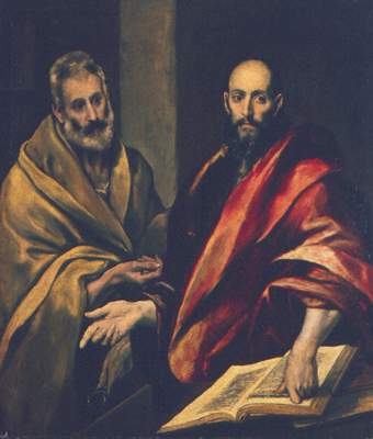 Апостолы Пётр и Павел.  Картина Эль Греко.  1614 г.